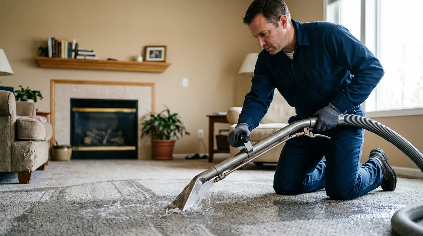 Water damage restoration technician working near Caledonia, NY
